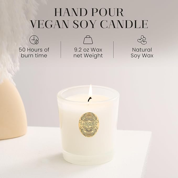 M&SENSE Natural Soy Candle | Creamy Vanilla Pie & White | 9.2 oz, 50H Burn Time | Luxury Scented Candle for Relaxation, Gifting, Home Décor | Ideal for Bedroom, Office, Party Ambiance - Bloomnest