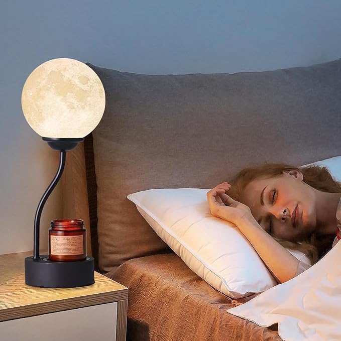 Candle Warmer Lamp with 7 Colors Moon Lamp,Electric Candle Warmer with Timer,Gifts for Mom, Candle Lamp, Vintage Wax Melt Warmer for Scented Wax for Jar Candle with Glass Cup (Colors Moon lamp) - Bloomnest