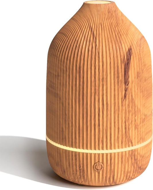 Essential Oil Diffuser, 100ml Aromatherapy Diffuser, Mini Ultrasonic Diffuser for Essential Oil, Home, Office, Cool Mist Humidifier with 7 Led Light, Auto Shut-Off, Wood Grain - Bloomnest