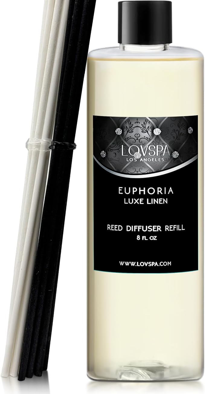 LOVSPA Euphoria Luxe Linen Diffuser Oil - Essential Oils for Diffuser Refill & Air Freshener Room Spray - Long-Lasting & Natural Home Fragrance, Scented Oil for Diffusers, USA Made, 8 oz - Bloomnest