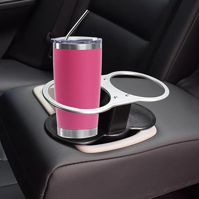 20oz insulted tumblers stainless steel cup Tumbler Bulk with push Lid, and metal straw powder coated coffee cup for cold and hot drinking (48, magenta) - Bloomnest