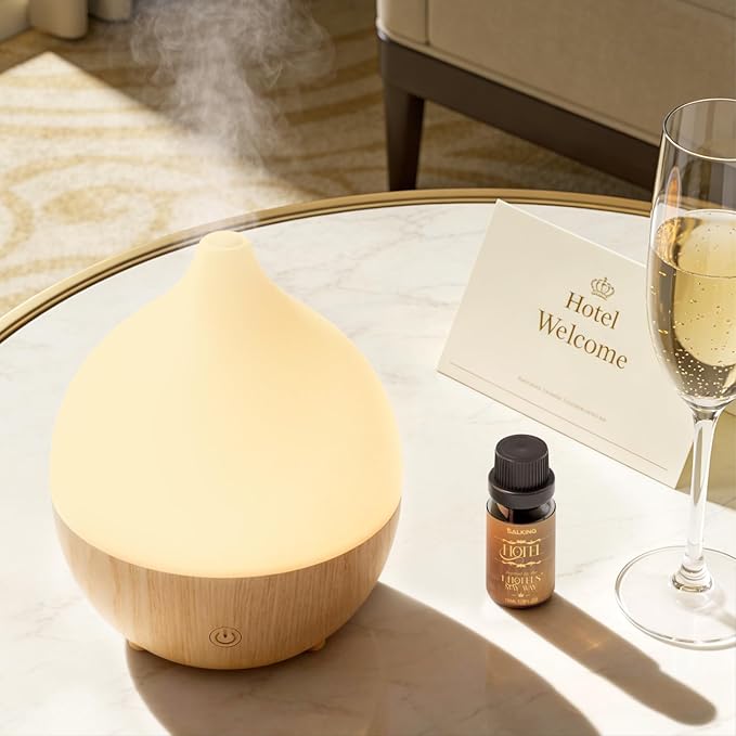 SALKING Essential Oil Diffuser with Luxury Hotel Fragrance Oil Set, 100ml Small Ultrasonic Aromatherapy Diffuser, Auto Shut-Off, Warm White Light, Cool Mist Humidifier for Home & Office - Bloomnest