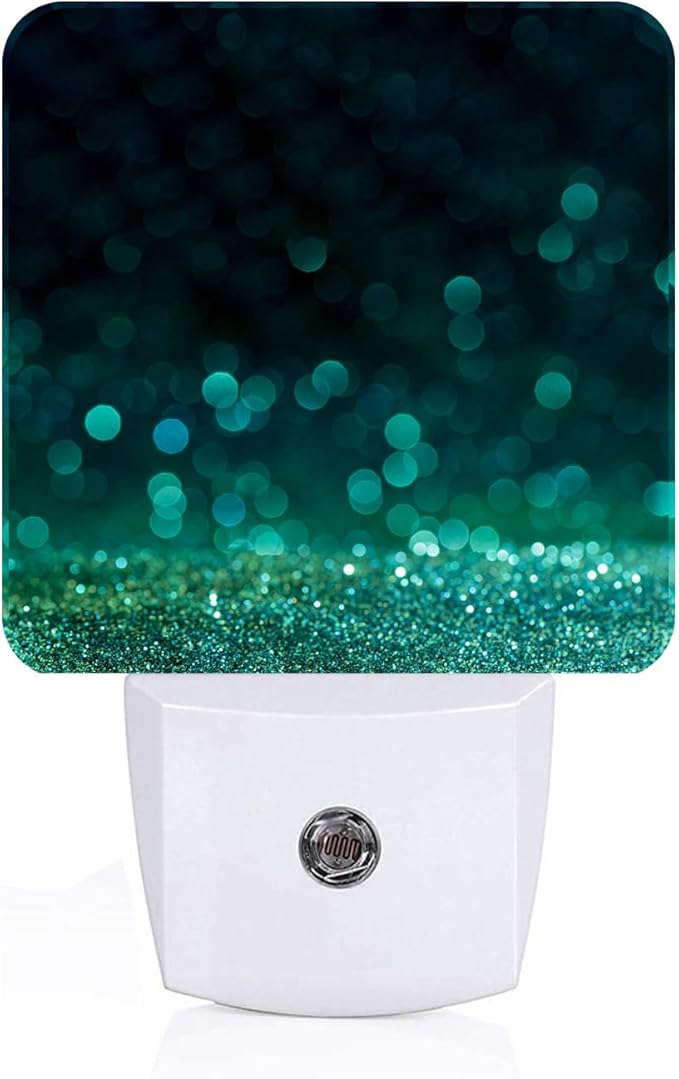 Green Sparkling Glitter Night Light,Plug Into Wall with Dusk to Dawn Light Sensors, Warm Nightlights for Bedroom, Bathroom, Hallway, Kitchen, Gifts Ideal for Boys Girls Women Men - Bloomnest