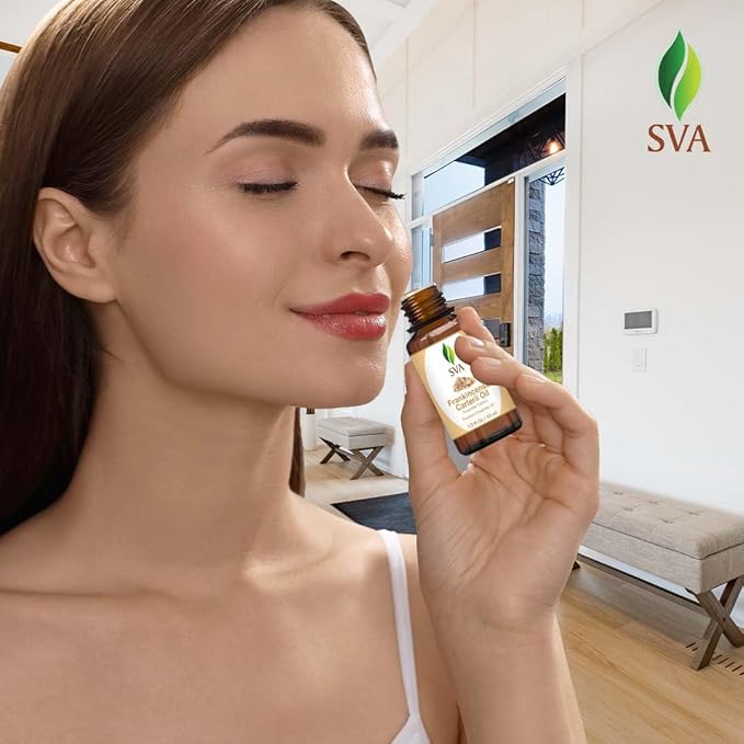 SVA Frankincense Essential Oil – 1/3 Fl Oz – 100% Natural Boswellia Carterii Oil - for Diffuser, Hair Care, Face, Skin Care, Aromatherapy, Scalp and Body Massage, Soap and Candle Making - Bloomnest