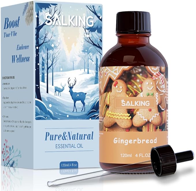 SALKING Gingerbread Fragrance Oil, 120ml (4 Fl Oz) Premium Essential Oils for Diffuser, Candle Scents for Candle Making, Soap Making Supplies, Diffuser Oil Scents, Gift for Her - Bloomnest