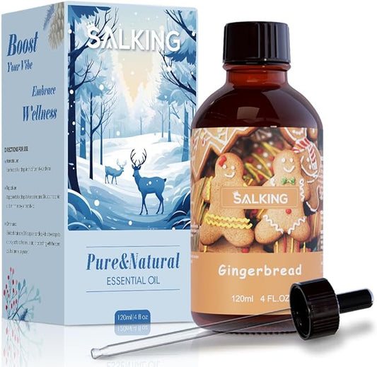 SALKING Gingerbread Fragrance Oil, 120ml (4 Fl Oz) Premium Essential Oils for Diffuser, Candle Scents for Candle Making, Soap Making Supplies, Diffuser Oil Scents, Gift for Her - Bloomnest