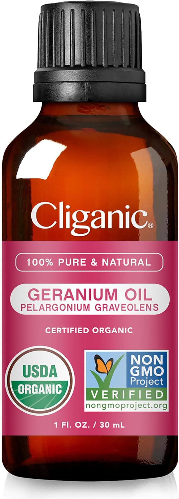 Cliganic Organic Geranium Essential Oil, 100% Pure Natural for Aromatherapy | Non-GMO Verified (Packaging May Vary) Cliganic