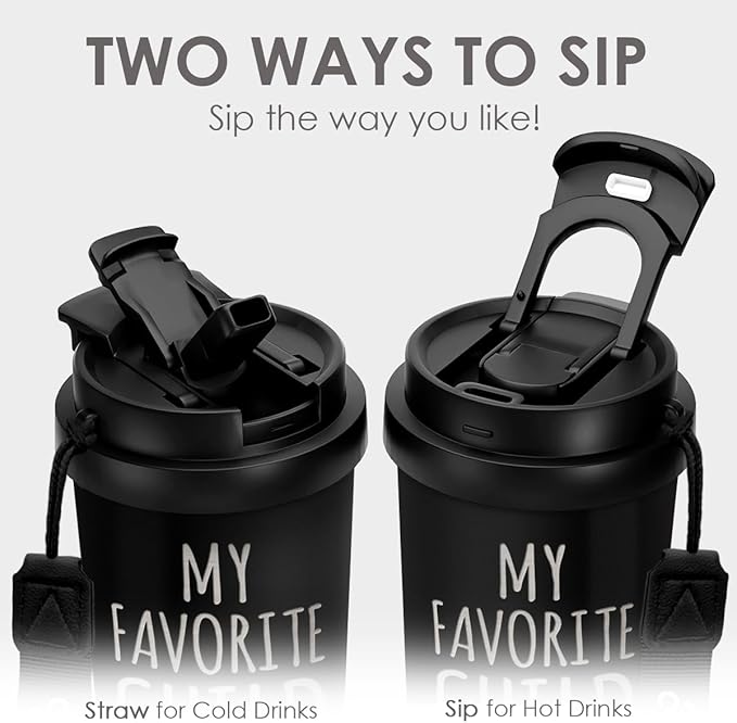 Gifts from Daughter Son - Stainless Steel 2-in-1 Lid Coffee Tumbler 18 oz, My Favorite Child Gave Me This Cup Insulated Travel Mug Gift for Dad Mom, Birthday, Christmas, Father's Day, Mother's Day - Bloomnest