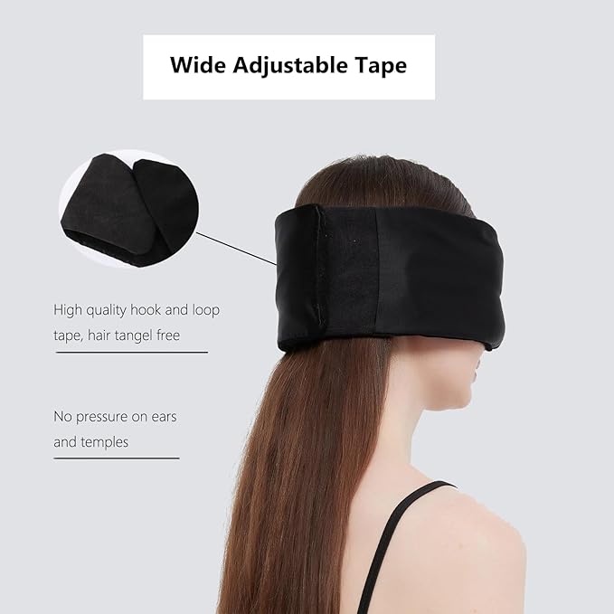 Weighted Eye Mask Silk ALASKA BEAR for Sleeping, Wraparound Style Compression, Wide Headband and Large Coverage Ears for Sound-muffling, Microwavable Beads Filled - Bloomnest