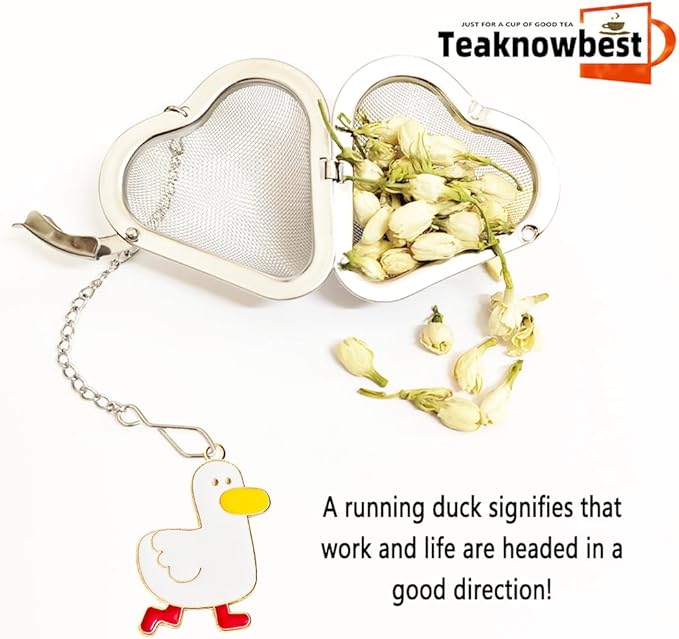 1 Pack Tea infusers, loose tea strainer, Heart shaped tea ball + cute animal pendant, reusable tea steeper makes afternoon tea meaningful (Duck, 1PCS) - Bloomnest