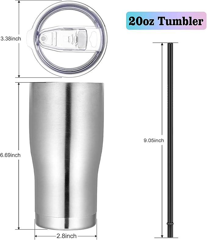 VEGOND 20oz Tumbler Stainless Steel Tumbler Cup with Lid And Straw Vacuum Insulated Double Wall Travel Coffee Mug(Stainless 1 Pack) - Bloomnest