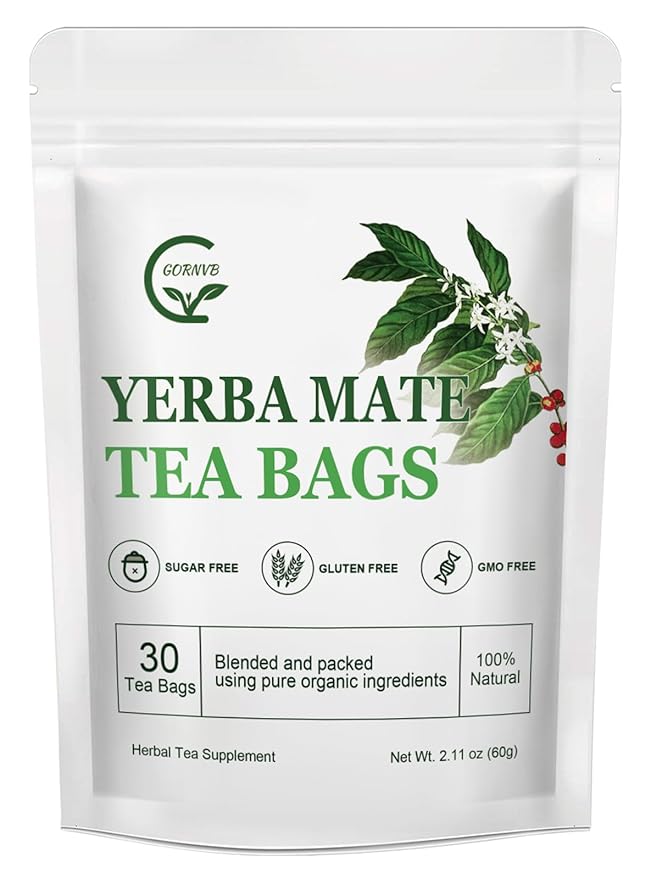Unsmoked Yerba Mate Tea Bags, Natural Organic Yerba Matte Rich in Chlorophyll, Antioxidants and Vitamins, 30 Tea Bags - Bloomnest