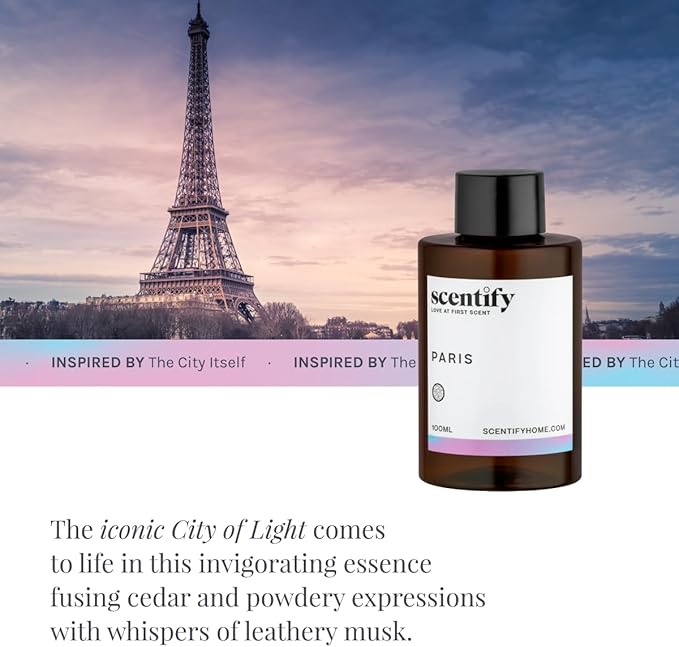 Scentify Paris Aroma Oil Refill Scent for Oil Diffusers - Berry, Floral, Amber, Powdery Scents - Luxurious Relaxing Aromatherapy Diffuser Fragrance 100ml, 3.38 oz - Bloomnest