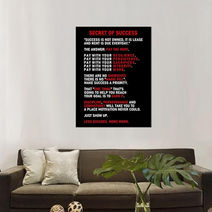 Secret of Success Motivational Canvas Wall Art for Office Inspirational Poster Inspiring Prints Artwork for Living Room Office Modern Home Decor Painting Pictures Stretched and Framed [30''Wx 40''H] - Bloomnest