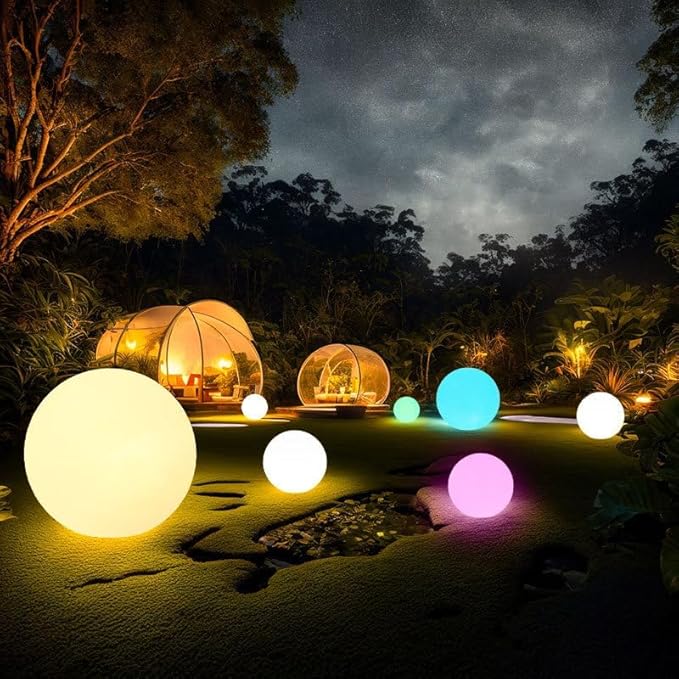50CM/20-inch Large LED Globe Orb Light, Rechargeable LED Ball Light, Dimmable 16 RGB Colors Globe Floor Lamp w/Remote, Indoor/Outdoor Waterproof Glowing Orb Mood Lamp for Home Garden Patio Party - Bloomnest
