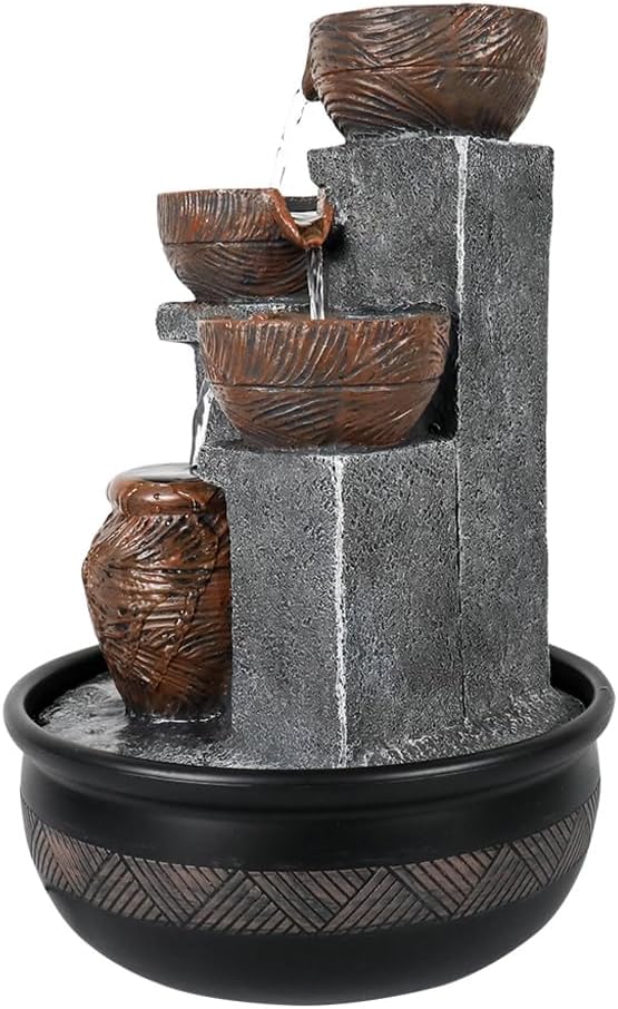 Indoor Relaxation Desktop Waterfall Fountain，Tabletop Flowing Water Fountain Suitable for Home Office Collection Decoration