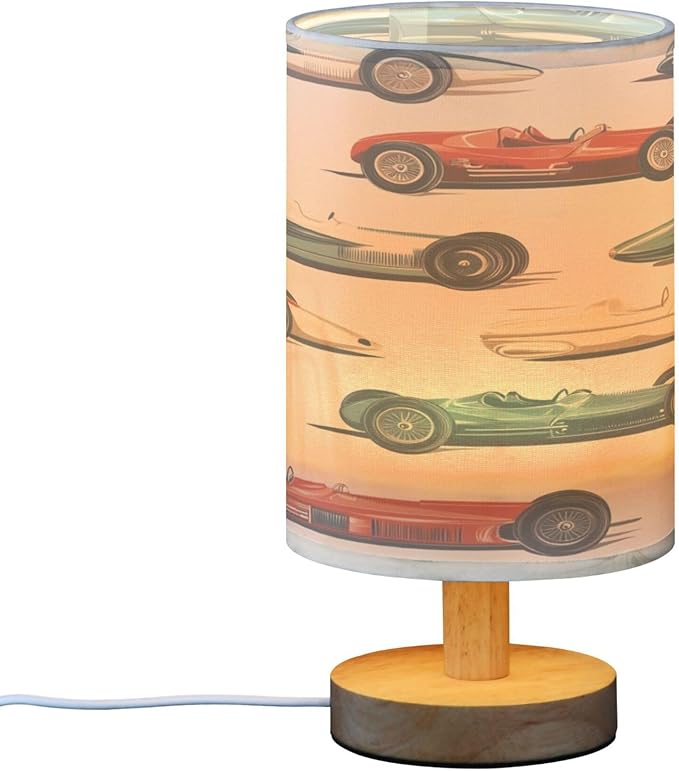 Race Cars Vintage LED Table Lamp with USB Port Night Light Bedroom Lamps for Nightstand Living Room Dorm Home Office Desk - Bloomnest