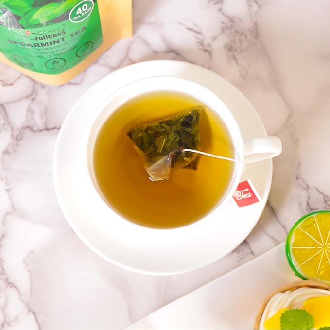 FullChea - Spearmint Tea Bags, 40 Teabags, 1.5g/bag - Premium Spearmint Leaves - Non-GMO - Caffeine-free - High in Antioxidant & Support Digestion - Bloomnest