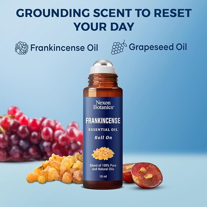 Frankincense Essential Oil Roll-On 10 ml - Pure, Natural Oil with Grapeseed for Aromatherapy & Skin Care - Nexon Botanics - Bloomnest