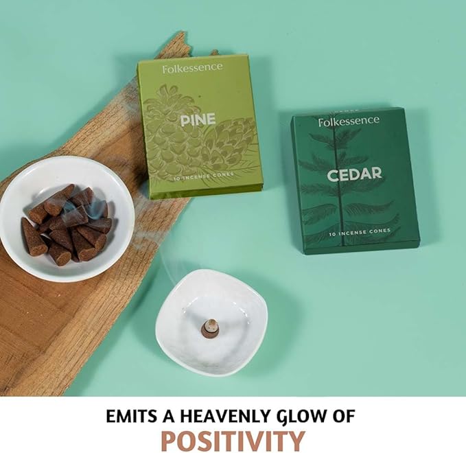 Folkulture Incense Cones for Waterfall | 20 Pc Incense Cone Scented | 2 Fragrance Cone-Insenses - Pine & Cedar | Natural, Non Toxic | Pine & Cedar Inscents-Cones | Relaxing, Meditation, Spiritual