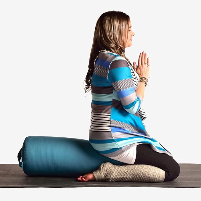 Hugger Mugger Round Yoga Bolster - Firm Round Shape, Higher Profile, Great Under Knees, Soft Support, Handmade in The USA - Bloomnest