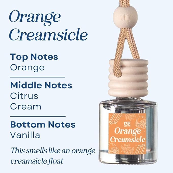 CANDECraftCo Car Air Hanging Fragrance Oil, Car Auto Freshener for Essential Oils, Scents Fragrance Aromatherapy Automobile Diffuser, Long Lasting (Orange Creamsicle) - Bloomnest