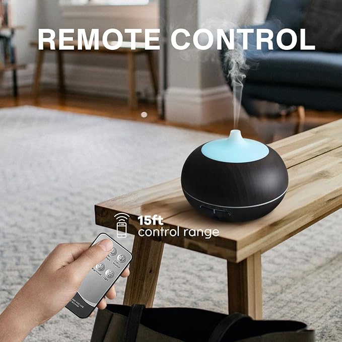 550ml Large Capacity Essential Oil Diffuser with 6 Essential Oil Set, Aromatherapy Ultrasonic Air Humidifier with Timer Setting, 7 Color LED Night Light and Waterless Auto-Off Functions for Home, Spa - Bloomnest