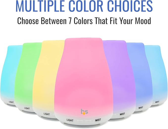 HealthSmart Essential Oil Diffuser, Cool Mist Humidifier and Aromatherapy Diffuser with 150ML Tank Ideal for Small Rooms, Adjustable Timer and Mist Mode, White - Bloomnest