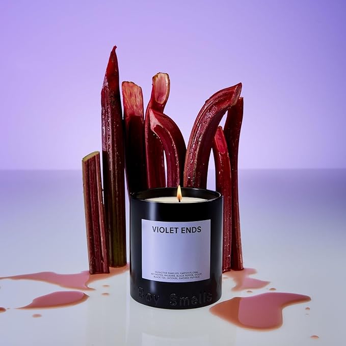 Boy Smells Violet Ends Candle - 27 oz - Aromatic Candle for Home with Rhubarb, Violet and Smoked Papyrus - Up to 100-Hour Burn - Cotton Wick - Bloomnest