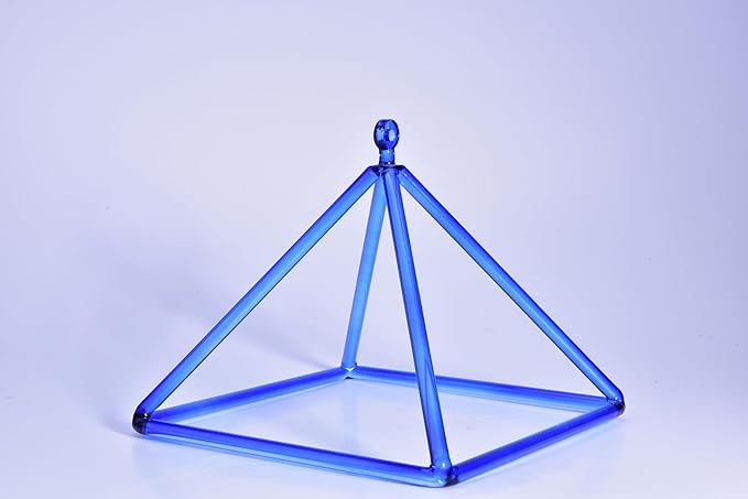 TOPFUND Blue Crystal Singing Pyramid 8 inch with Carrying Case and Quartz Suede Mallet