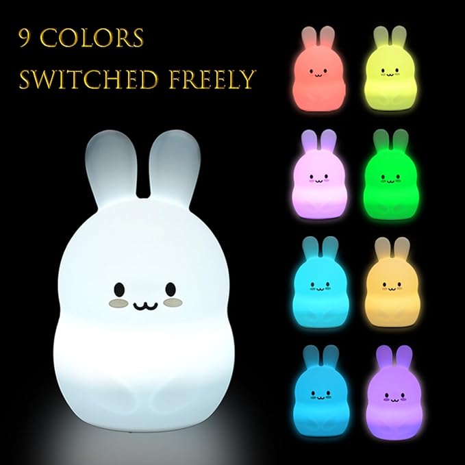 Large Size Rabbit Night Lights Bedside lamp Bedroom Decorative Lamps - Break Resistant, Eye Caring, Adjustable Brightness & Color and Time Setting, Holiday Gift Birthday Present - Large - Bloomnest