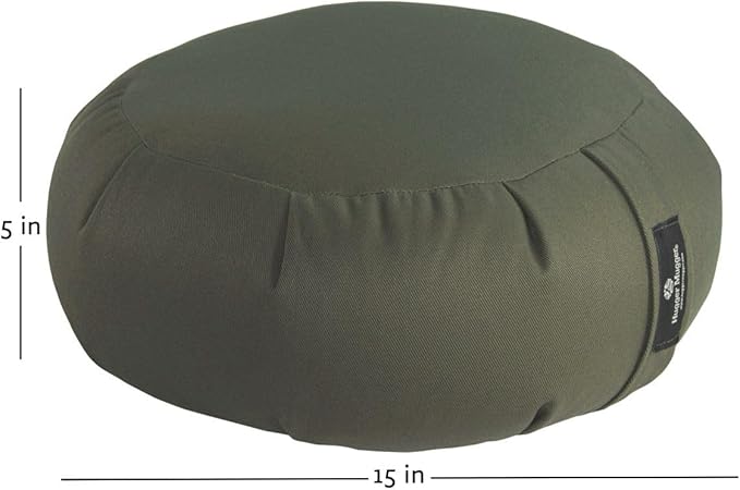 Hugger Mugger Zafu Meditation Cushion - Support in Cross-Legged Sitting, Buckwheat Filled, Durable Fabric, Convenient Handle, Handmade in USA
