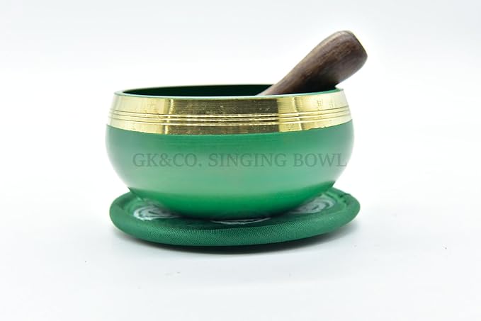 GK&CO. 3 Inch Green Color Chakra Tibetan singing bowls set, choose your favorite chakra bowl, improve your chakra meditation practice (Heart Chakra) - Bloomnest