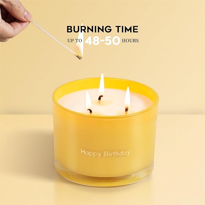KONNI 3 Wick Vanilla Scented Candles, Home Soy Candles, 12.35oz Luxury Relaxing Aromatherapy Candle for Women Men, 50 Hours Long Lasting Clean Burning Jar Candle, Romantic Birthday Gift for Lover - Bloomnest