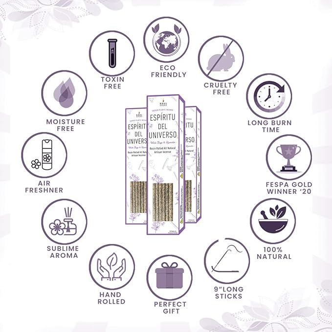SOUL STICKS Handcrafted 10pcs Resin Artisan Incense Sticks Non-Toxic & Long Lasting Aromatic Sticks for Yoga Meditation Relaxation Aromatherapy Cleansing & Purification (White Sage & Lavender) SoulSticks