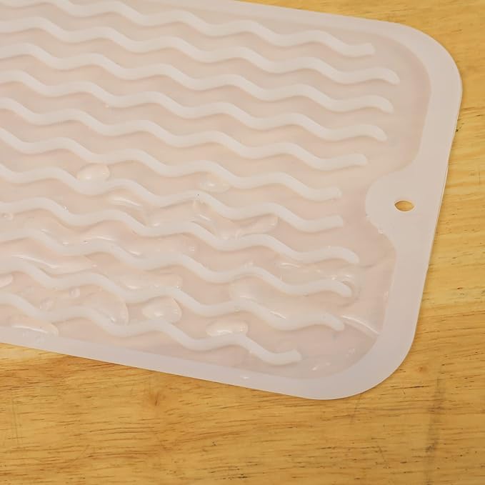 Silicone Dish Drying Mat for Multiple Usage,Easy clean,Eco-friendly,Heat-resistant Silicone Mat for Kitchen Counter,Sink,Bar,Bottle,or Cup Translucent M 17 inches x 6 inches - Bloomnest