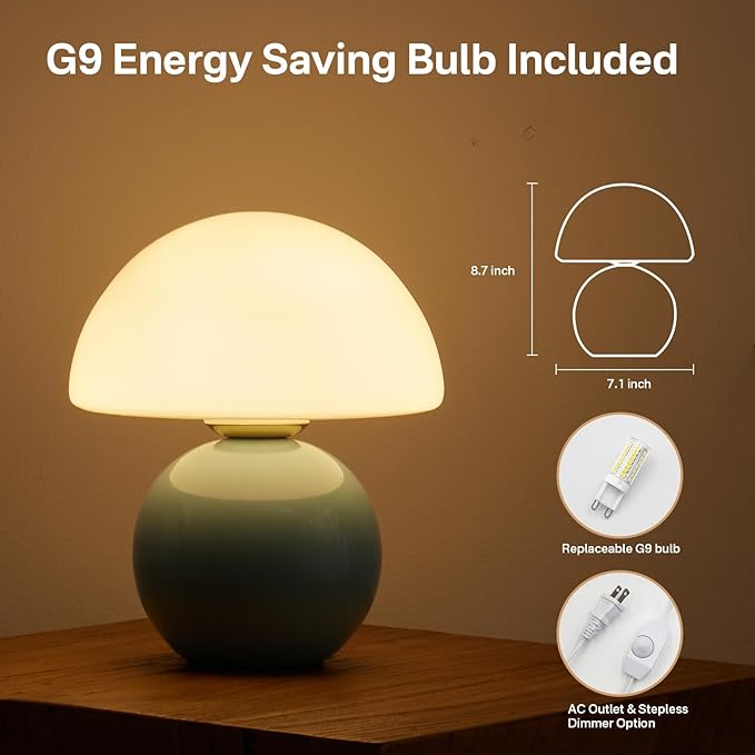 Mushroom Lamp Table Lamp for Bedroom,Desk Bedside Small Lamps for Living Room Night Stands,Mushroom Decor Cute Mini Modern Mid Century Lamps,Unique Aesthetic Home Living Room Decor(Blue) - Bloomnest