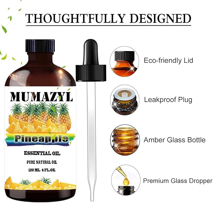 Pineapple Essential Oil, Pineapple Oil 4 Fl Oz 120ML for Diffuser Humidifier Yoga Cleaning DIY Candle Soap Making Essential Oils - Bloomnest