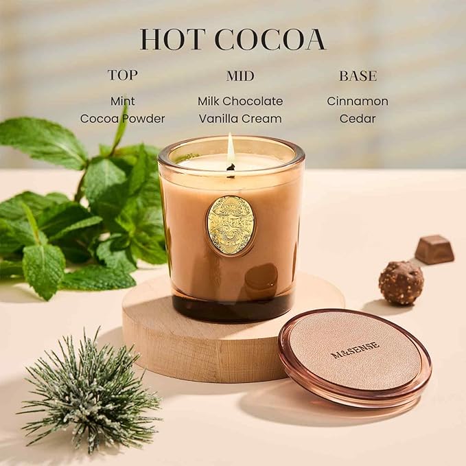 M&SENSE Natural Soy Candle | Hot Cocoa & Brown | 9.2 oz, 50H Burn Time | Luxury Scented Candle for Relaxation, Gifting, Home Décor | Ideal for Bedroom, Office, Party Ambiance - Bloomnest
