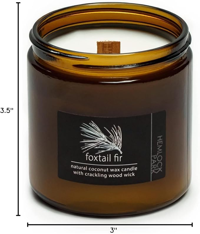 Hemlock Park Crackling Wood Wick Candle Handcrafted with Natural Coconut Wax (Large 16 oz, Foxtail Fir) - Bloomnest