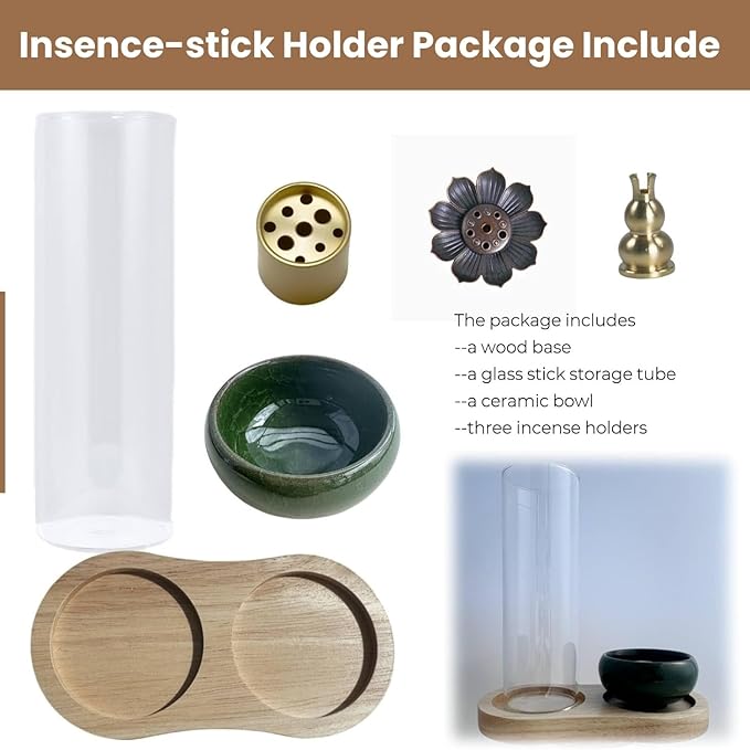 Incense Holder, 2-1Design, for Incense-Sticks,Cones,Ceramic Burner Bowl,for Zen Meditation,Yoga Desktop Decor,with Lotus Stand,Office,Home,Feng Shui & Spiritual Gifts(Natural) - Bloomnest
