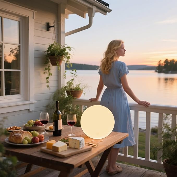 10-Inch LED Ball Light, Rechargeable Dimmable LED Glowing Orb Light w/Remote, 16 RGB Color Changing Globe Floor Lamp, Indoor/Outdoor Waterproof Mood Lamp for Home Lawn Party Pool Decor - Bloomnest