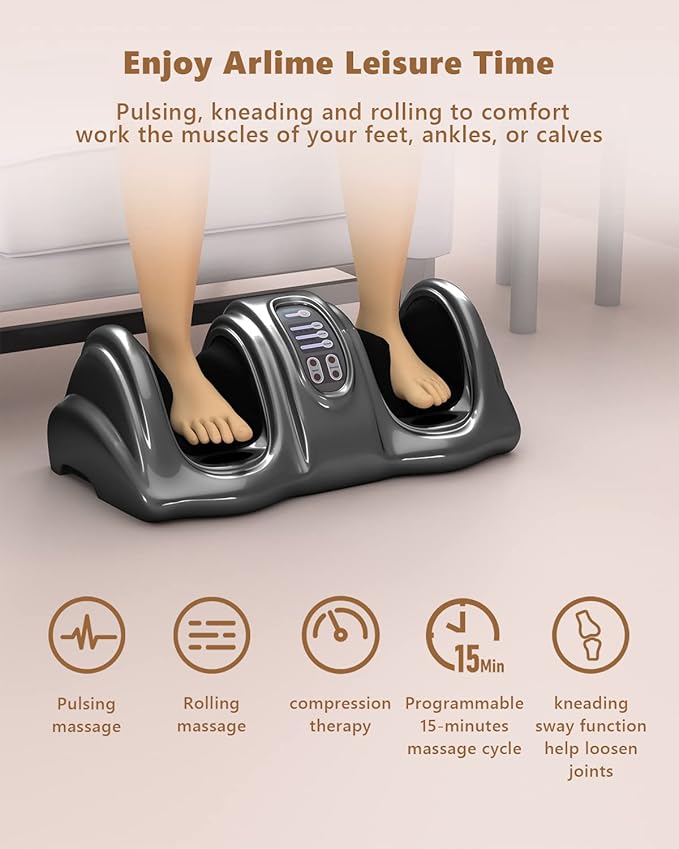 ARLIME Foot Shiatsu Massager, Therapeutic Foot Massager Electric, Kneading and Rolling Reflexology for Leg Calf, Ankle, with Remote and 3 Massage Modes - Bloomnest