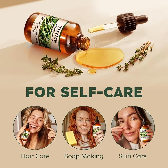 KUKKA Thyme Essential Oils - 4 Fl Oz - for Hair, Skin, Diffuser, Aromatherapy & DIY Soap Making Scent - Bloomnest