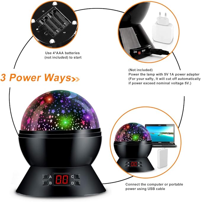 Star Projector Night Lights for Kids with Timer, Toys for 2-5-14 Year Old Boys Room Lights for Kids Glow in The Dark Stars Moon for Child Sleep Peacefully, Birthday Gifts for Boys-Black - Bloomnest