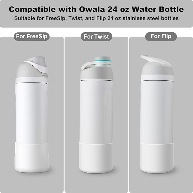 2PCS Silicone Water Bottle Boot for Owala 24oz 32oz 40oz, Anti-Slip Protective Sleeve Bottom Bumper Protector for FreeSip, Twist, and Flip Stainless Steel Water Bottles Alwenid