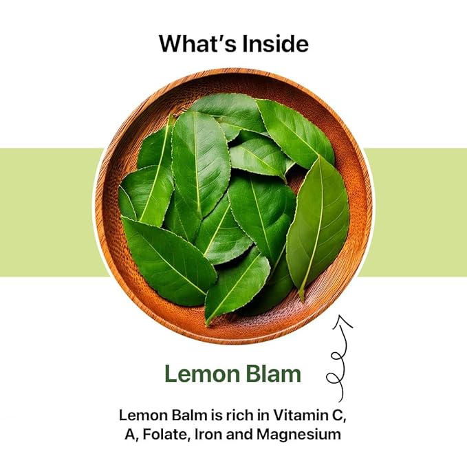BLUE TEA - Lemon Balm Tea - 30 Count - Pyramid Plant Based Tea Bag | RELIEVES STRESS - IMPROVES DIGESTION | Reduces Bloating | Refreshing Citrus Flavour - Leaf Based - Caffeine Free | Tin Pack - Bloomnest
