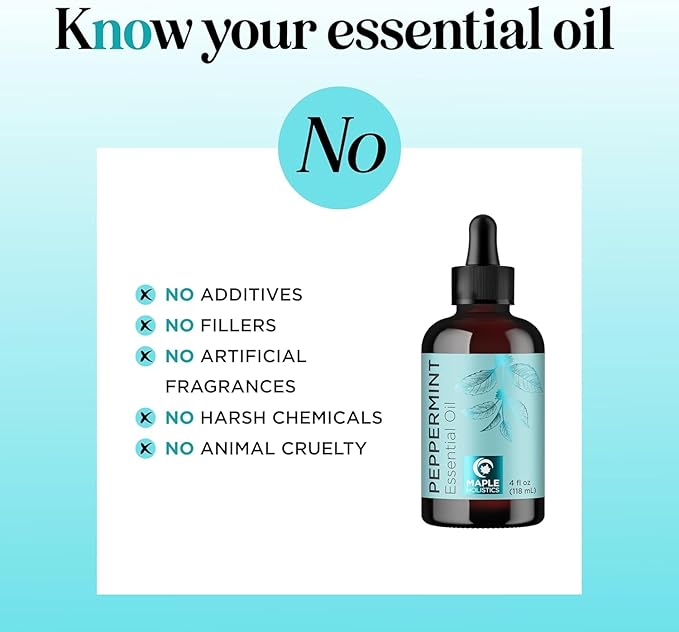 Peppermint Essential Oil for Diffuser Aromatherapy - 100% Pure Peppermint Oil for Hair Skin and Nails Plus Undiluted Refreshing Aromatherapy Essential Oil for Diffusers Baths and Topical Uses 4oz - Bloomnest