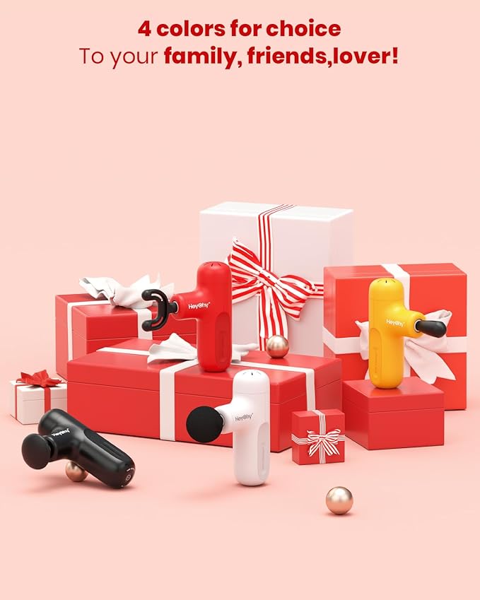 Super Mini Massage Gun Deep Tissue with 4 Attachments, Handheld Portable Mini Travel Size Percussion Deep Tissue Massager with 5 Speeds, Massager Gun Ideal Gift for Man & Women, Red - Bloomnest