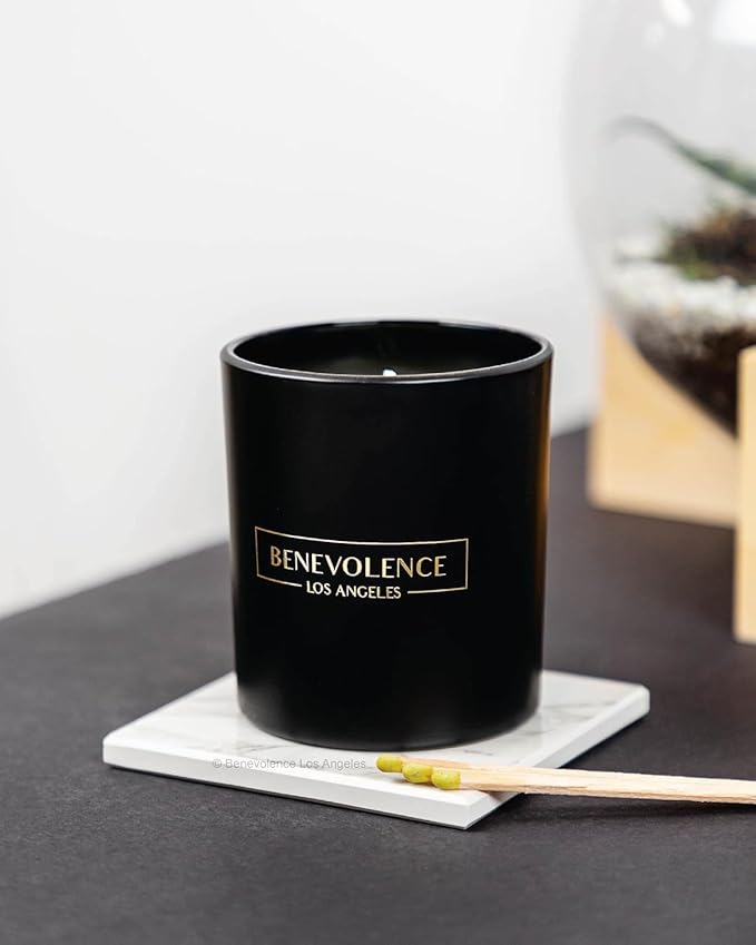 Benevolence LA Oud Wood Christmas Scented Candles | Soy Candles, Black Candle for Home | Holiday Candle Gifts for Women and Men | Home Fragrance | Aromatherapy | 8oz, 45 Hour Burn - Bloomnest